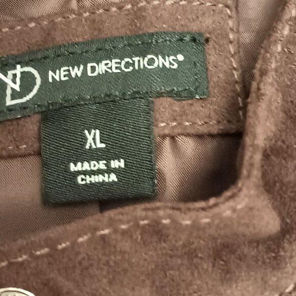 New Directions Size XL Brown Faux Suede Jacket (EUC) - Picture 2 of 13